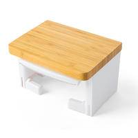 水鹿-－积分商品－竹面白色单联纸巾架 积分商品