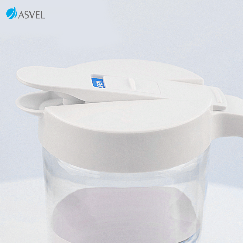 水鹿-家居－家居好物－阿司倍鹭ASVEL凉水壶耐热冷水壶 日本耐高温便携外出凉水壶果汁壶凉水杯 透明白色1.1L-8256