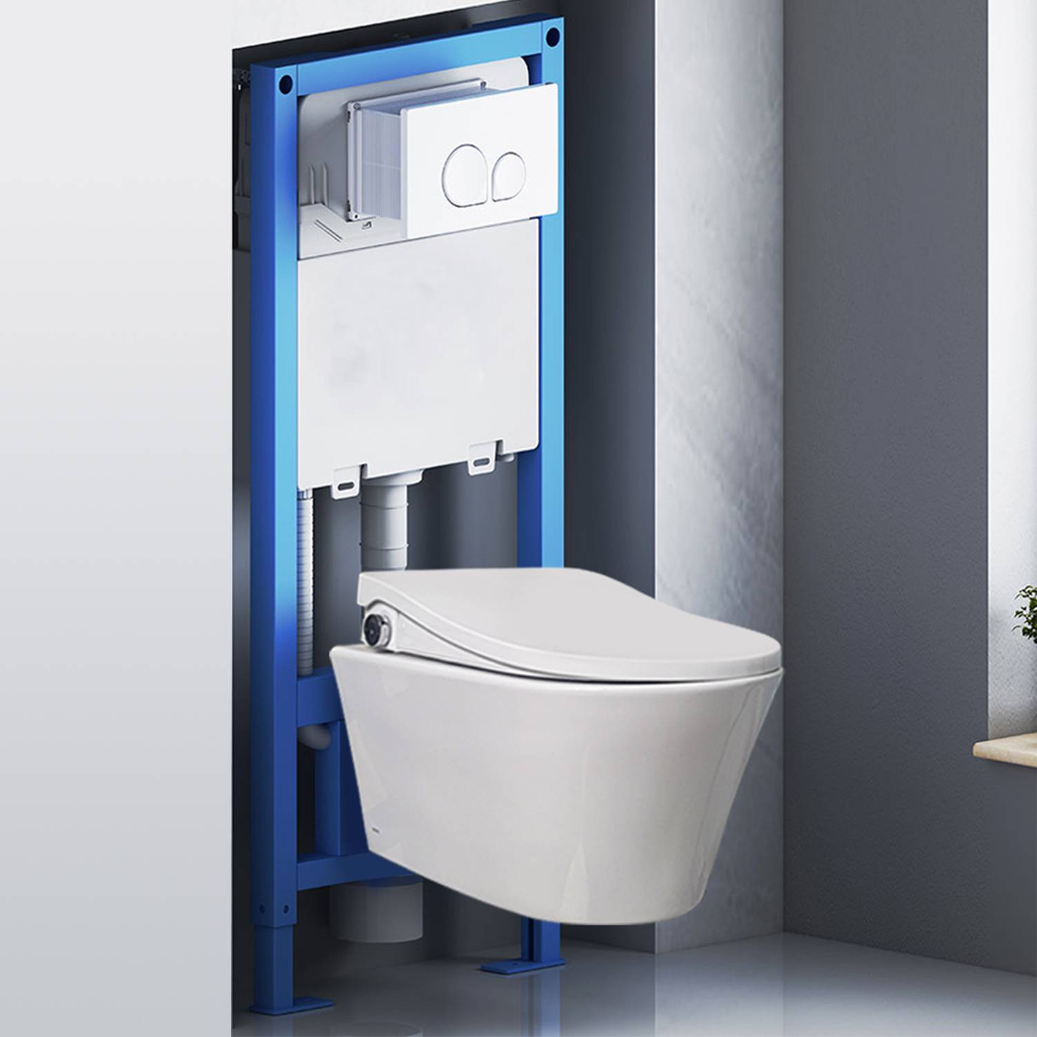 水鹿-马桶－壁挂马桶－水鹿全新一代雪豹智能壁挂马桶自动翻盖水电全隐藏TOTO陶瓷体553EB