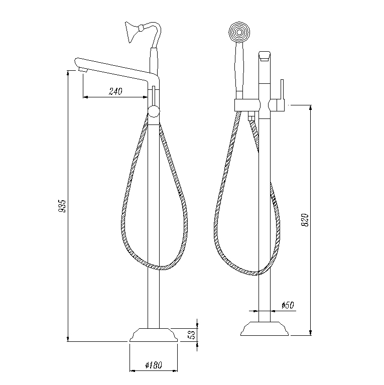 水鹿-淋浴－浴缸－水鹿落地浴缸龙头-小七