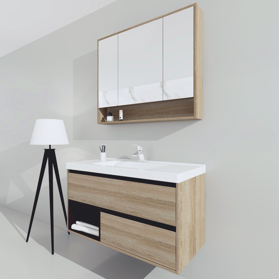 水鹿-洗面－浴室柜双孔－水鹿优选浴室柜PY1610-4 非标北美橡木（购买浴室柜不含龙头和下水）