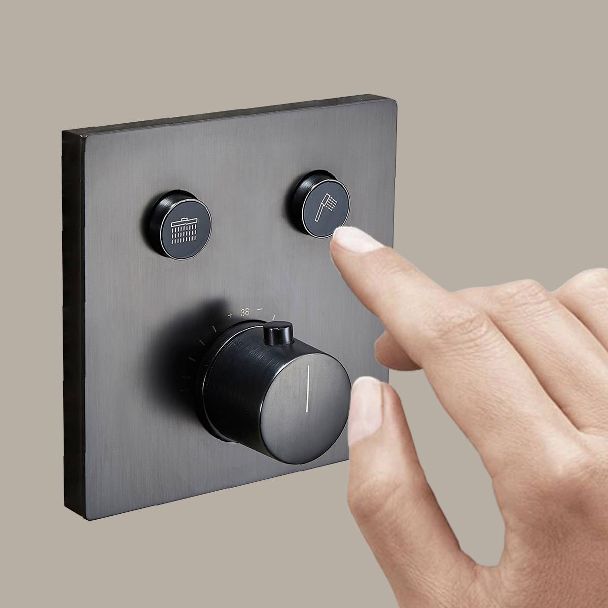 水鹿-淋浴－恒温－水鹿入墙暗藏淋浴系统黑钻+白钻