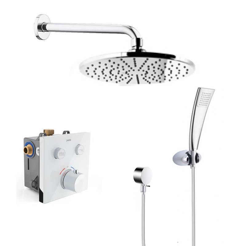 水鹿-淋浴－恒温－水鹿入墙暗藏淋浴系统黑钻+白钻