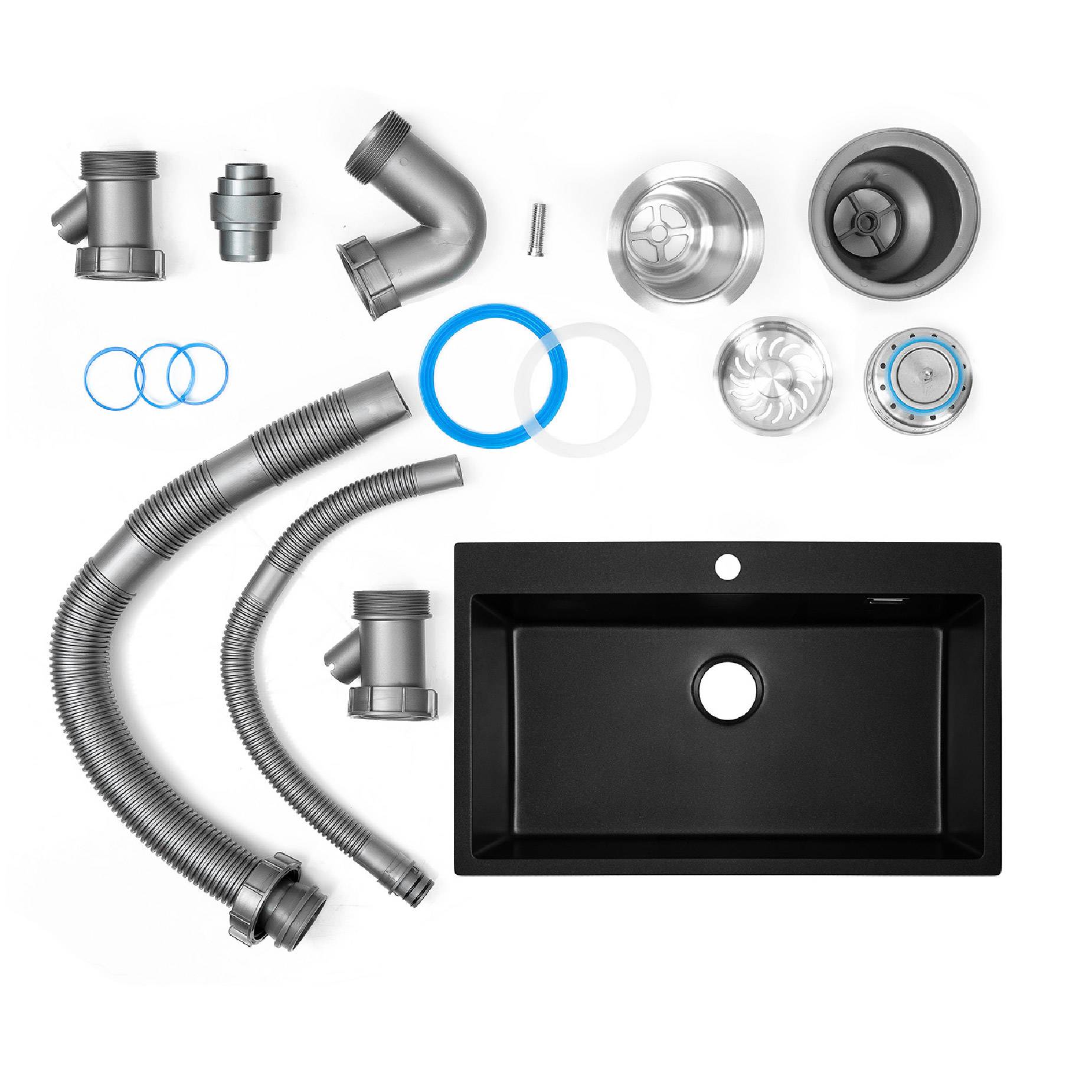 水鹿-厨房－水槽－水鹿石英石黑色大单槽-摩达