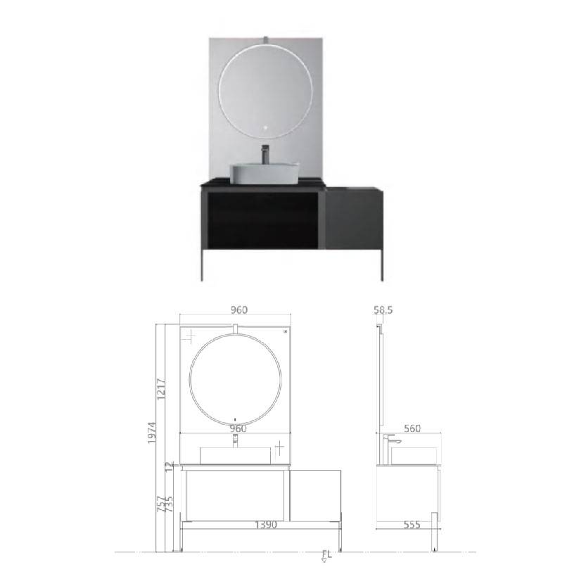 水鹿-洗面－浴室柜（可定制）－浴室柜Yvonne伊冯娜 PY28514（定制交期图纸签字确认后60天） 购买浴室柜不含龙头与下水
