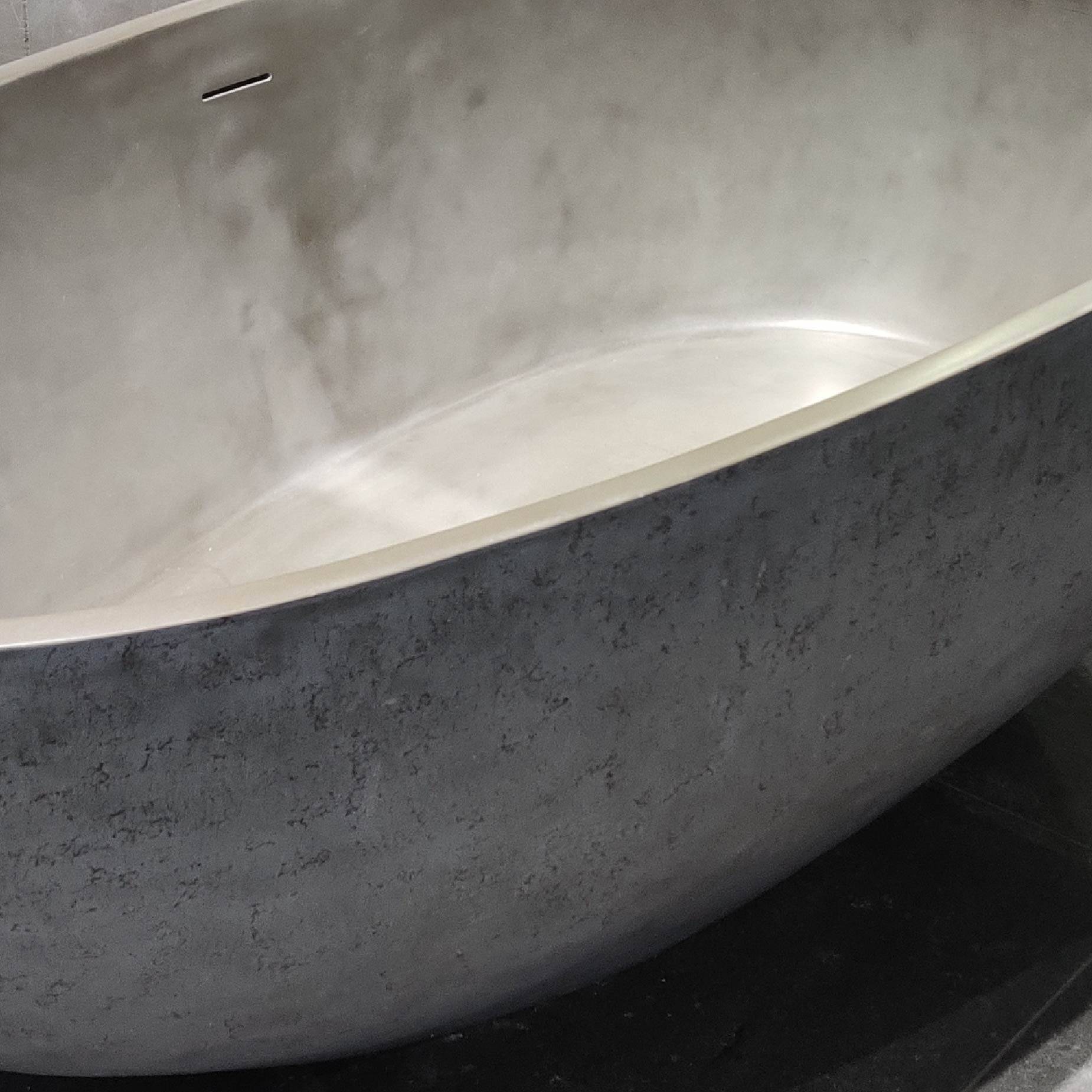 水鹿-淋浴－浴缸－优宜科独立式水泥色人造石浴缸-灰蛋