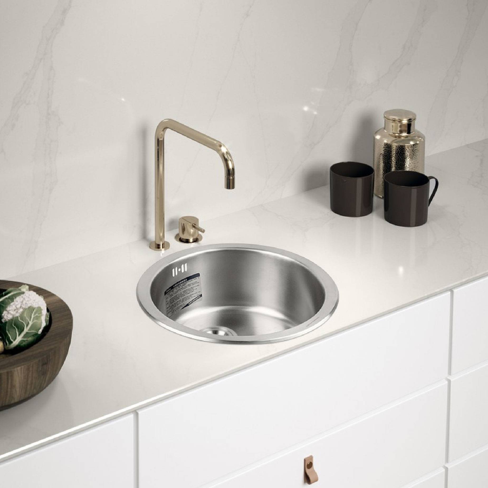 水鹿-厨房－水槽－普乐美不锈钢中岛最美小圆槽G45