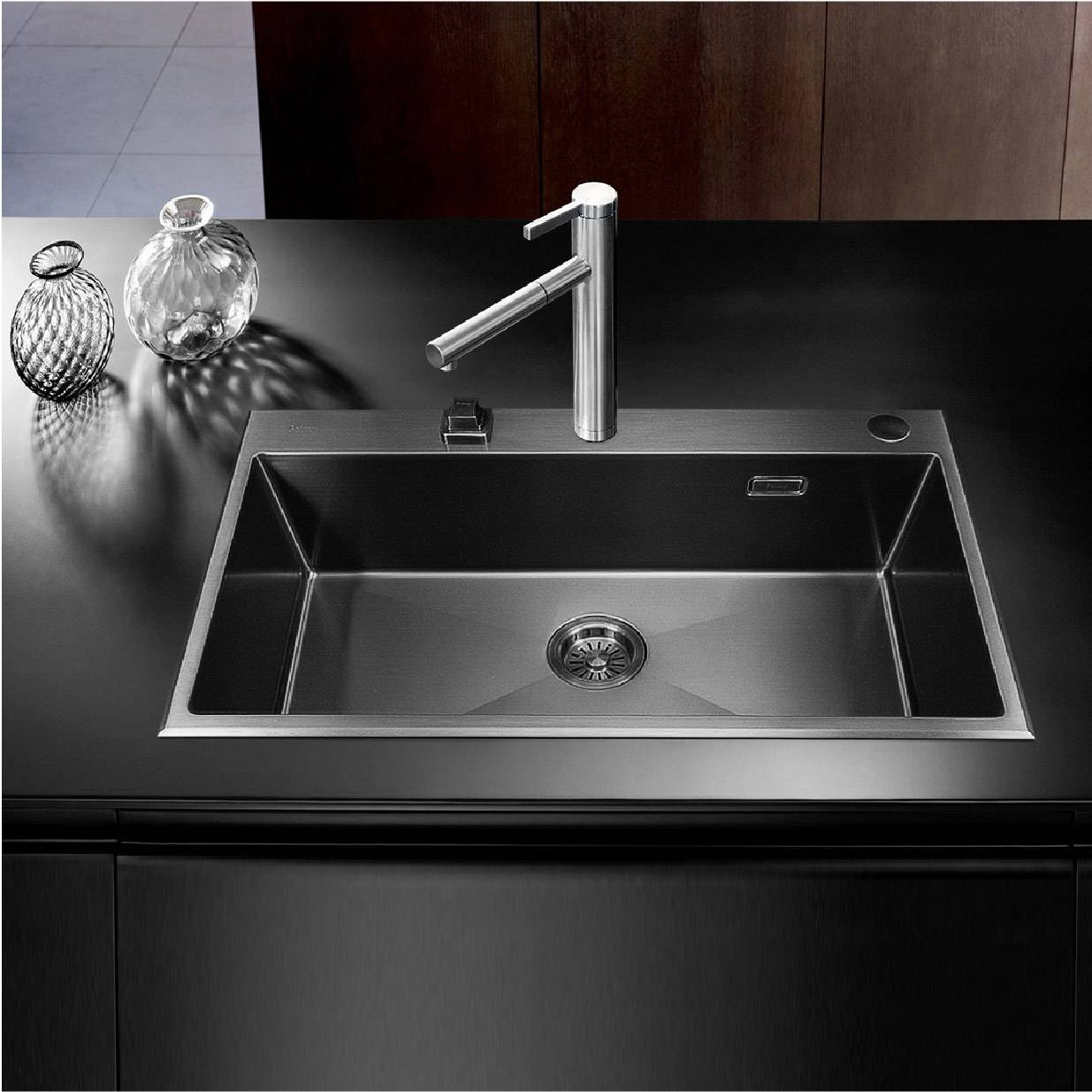 水鹿-厨房－水槽－普乐美黑色PVD纳米不锈钢水槽-黑金刚