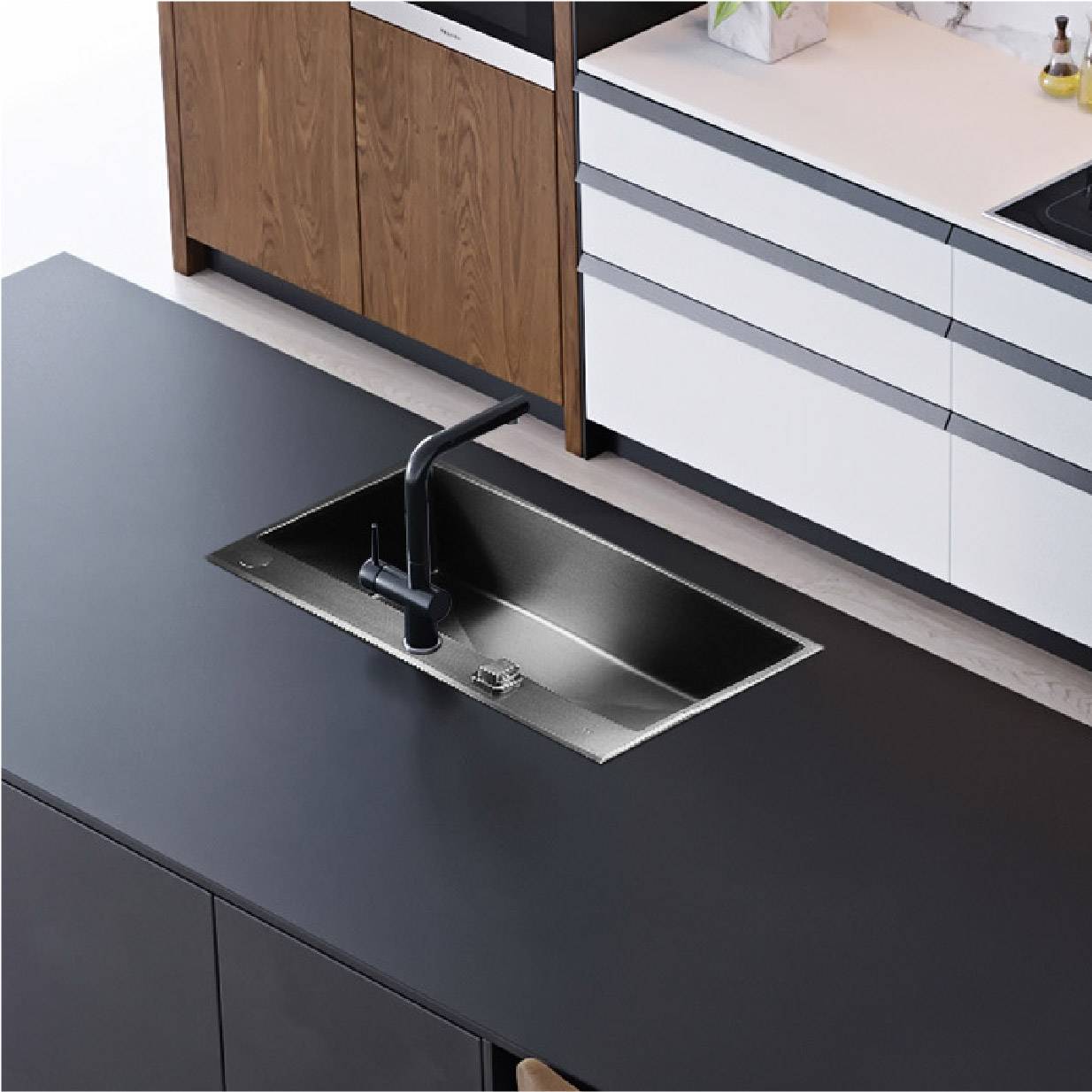 水鹿-厨房－水槽－普乐美黑色PVD纳米不锈钢水槽-黑金刚