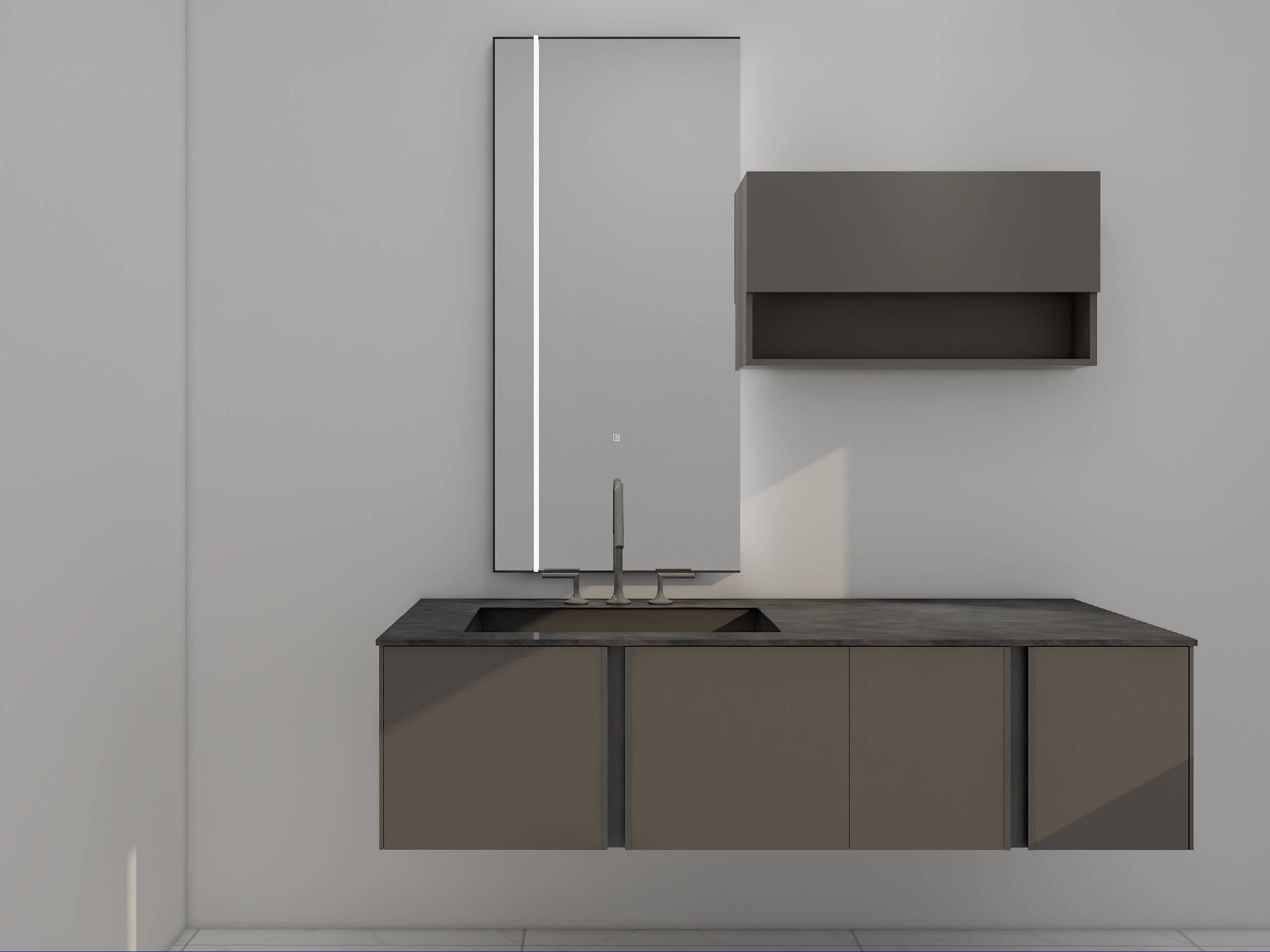 水鹿-洗面－浴室柜（可定制）－浴室柜Pomano波曼诺 PY28716（本款镜子已更换，新镜子型号PY29915-J，尺寸：600*55*1300）（定制交期图纸签字确认后60天） 购买浴室柜不含龙头与下水